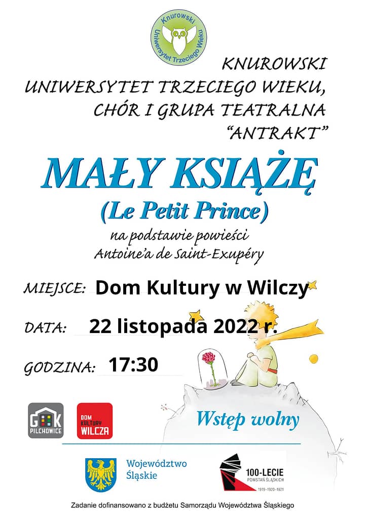 plakat, promujący spektakl "Mały Książę"